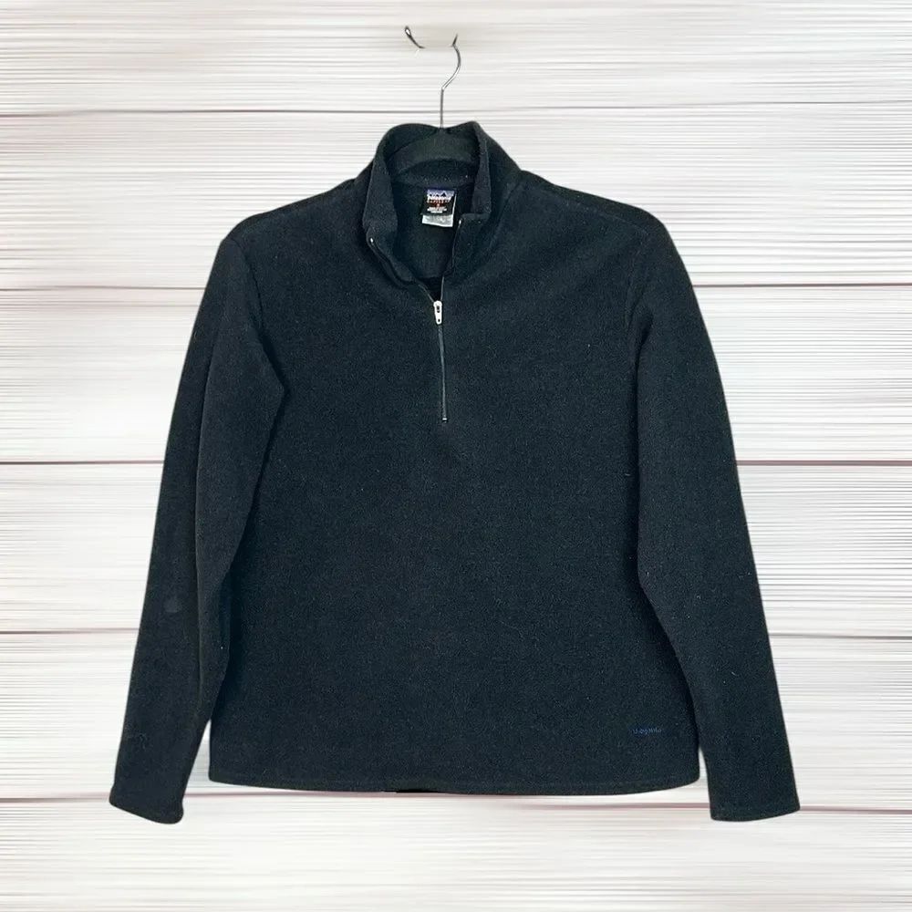 Patagonia Capilene Black 1/4 zip Fleece Pullover Sweater Vintage made in USA S